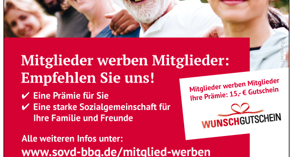 bb BERLIN Portfolio: SoVD Berlin-Brandenburg - Kampagne Mitglieder werben Mitglieder - Anzeige